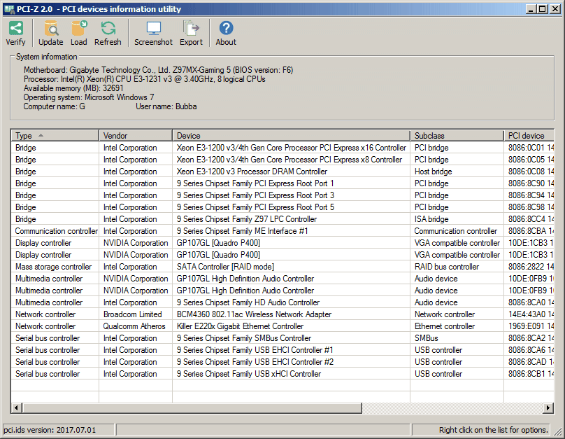 PCI-Z screenshot PCI-Z screenshot